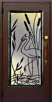 Входная дверь Двербург С28 с окном и решеткой 90см х 200см